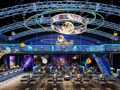 Starry Sky Themed KTV Interior With Sci Fi Decor 3d model