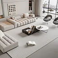 Sofa Coffee Table Combination Multi-person Sofa Leisure Sofa Floor Lamp Jewelry Combination 3d model