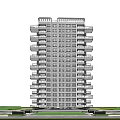 Modern High Rise Residential Building With Balconies Greenery And Outdoor Space