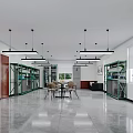 Bright Spacious Modern Open Office Interior With Comfortable Seats Storage Racks And Contemporary Pendant Lights
