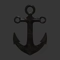 Vintage Metal Anchor With Circular Rings Rustic Finish And Pointed Flukes On Gray Background