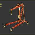 Red Heavy Duty Utility Vehicle With Hydraulic Crane Arm And Mobile Steel Wheels