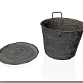 Durable Metal Bucket With Two Handles And Matching Lid For Daily Household Use