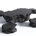 Natural Stone Tea Table And Chairs With Irregular Shape Design Elements 3d model