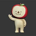 Apple Shaped Decorative Toy Figure With Red Head Green Leaf And Smiling Face