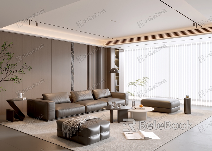 Modern Italian Living Room Light Luxury Sofa Coffee Table Combination model