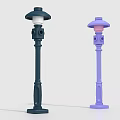 Colorful Building Blocks Lamp Post Models Dark Green And Purple Creative Design 3d model