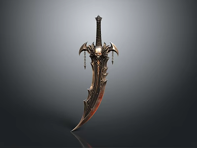 Ornate Fantasy Decorative Knife With Intricate Carvings And Metal Hilt Tassel Details 3d model