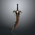 Ornate Fantasy Decorative Knife With Intricate Carvings And Metal Hilt Tassel Details