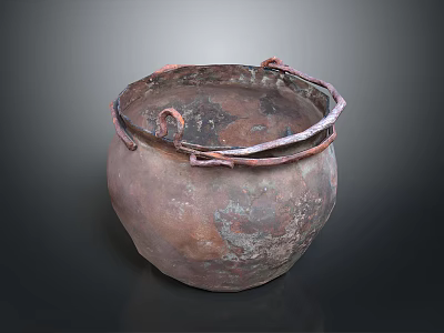 Vintage Copper Pot with Rustic Dual Handles Classic Design for Daily Household Use 3d model