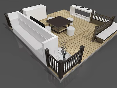 Modern Display Cabinets Shelves In Interior Space With Wooden Flooring And White Dark Elements 3d model