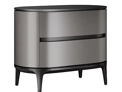 Modern Silver Gray And Black Nightstand With Sleek Drawers And Tapered Legs 3d model