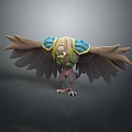 Detailed Fantasy Mythical Flying Creature With Outstretched Wings Blue Accents Green Brown Body White Claws