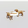 Two Cute Yellow Labrador Puppies Standing On White Background 3d model