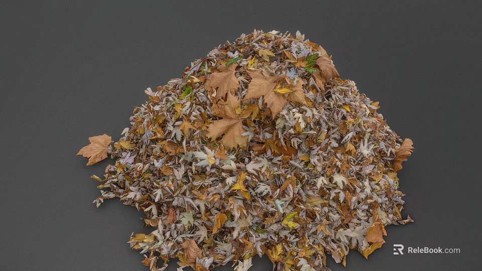 Pile of Colorful Autumn Leaves with Brown Yellow Orange Tones and Diverse Shapes 3d model 