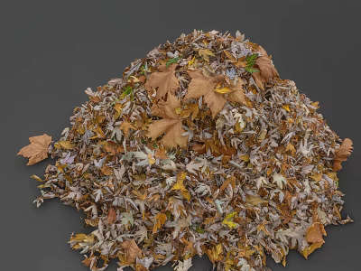 Pile of Colorful Autumn Leaves with Brown Yellow Orange Tones and Diverse Shapes 3d model