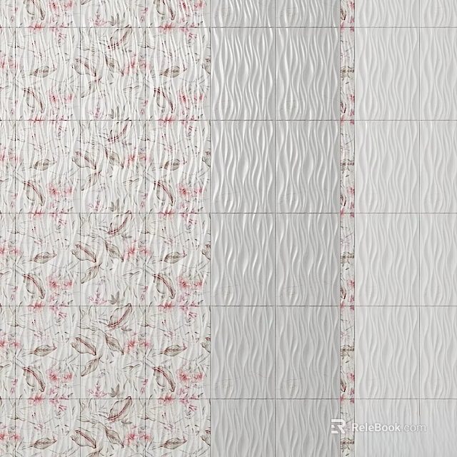 Decorative Wall Panels With Floral Pattern Wavy Texture And Smooth Lines Design 3d model 
