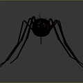 Realistic 3D Insect Model With Red Body Green Eyes And Long Legs On Gray Background