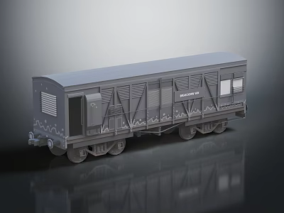 Grey Train Carriage Model With Door Window Detailed Structure And Wheels 3d model