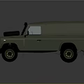 Light Green Military Cargo Van With Spare Tire And Transparent Windows