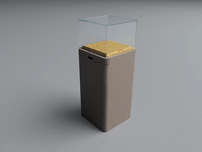 Modern Display Shelf With Glass Cover And Gray Base For Golden Items 3d model