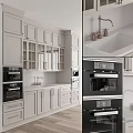 White Kitchen Cabinets Design With Glass Doors Drawers And Black Oven Appliances