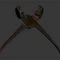 Dark Brown Metal Garden Ornament With Crossed Legs And Clamp Design For Plant Support