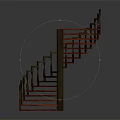 Modern Spiral Staircase With Red Steps And Wooden Handrail Design Interior