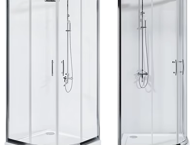 Transparent Glass Shower Sauna Enclosure With Silver Frame And Handheld Shower 3d model