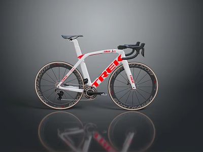 TREK White Road Bike With Sleek Design Black Handlebars And Red Accents 3d model