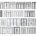 Various Double Doors Styles Featuring Glass Inserts and Modern Frame Designs 3d model
