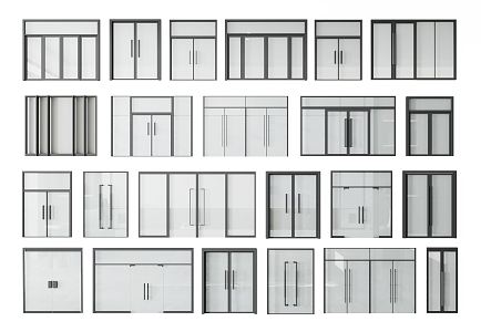 Modern Double Door Commercial Glass Double Door 3d model