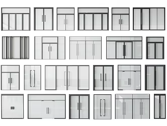 Modern Double Door Commercial Glass Double Door 3d model