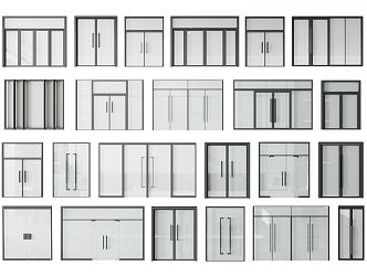 Modern Double Door Commercial Glass Double Door 3d model