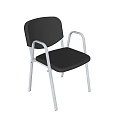Modern Simple Design Leisure Chair With Black Seat Back And Silver Frame