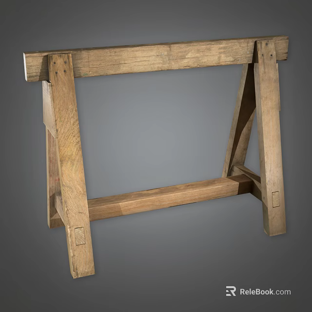 Solid Wooden Workbench With Sturdy Frame And Supportive Legs For Workshop Equipment Use 3d model 