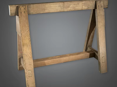 Solid Wooden Workbench With Sturdy Frame And Supportive Legs For Workshop Equipment Use 3d model