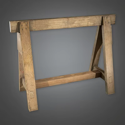 Solid Wooden Workbench With Sturdy Frame And Supportive Legs For Workshop Equipment Use 3d model