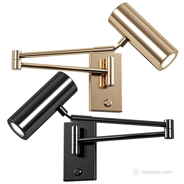 Modern Gold and Black Wall Lamps with Adjustable Arm for Interior Lighting 3d model