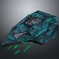 Futuristic Geometric Structure With Glowing Green Lines And Transparent Sections 3d model