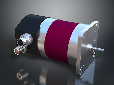 Industrial Electric Motor With Black Silver Red Casing And Metal Shaft Connector 3d model