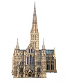 Gothic Church Exterior With Tall Spire Arched Windows And Stone Facade