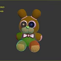 Cute Brown Rabbit Plush Toy With Big Black Eyes And Purple Bow Tie