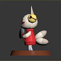 Game Movie Character White Cat With Red Eyes Red Outfit Holding Axe On Green Grass