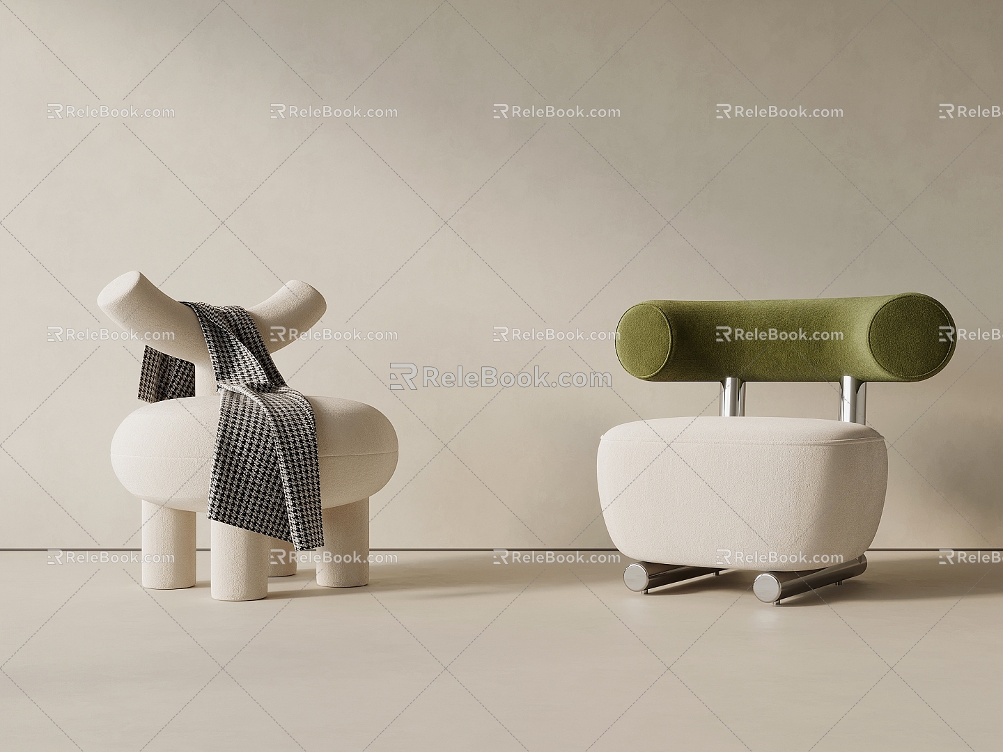 Cream wind single sofa leisure sofa 3d model