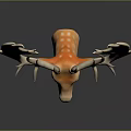 Sculpted Deer Head Decor With Shiny Surface Large Antlers And Orange Hue