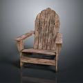 Rustic Solid Wood Outdoor Chair Featuring Natural Wood Grain And Vintage Design