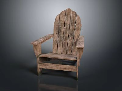 Rustic Solid Wood Outdoor Chair Featuring Natural Wood Grain And Vintage Design 3d model