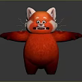 Cute Red Fluffy Cartoon Red Panda Character With White Ears And Outstretched Arms