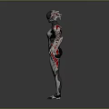 Futuristic Biomechanical Character With Sleek Armor White Body And Red Accents